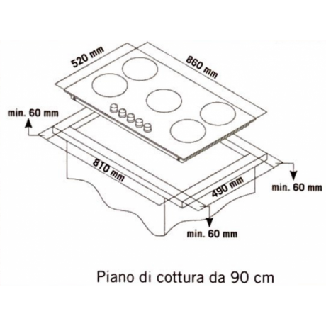 La Germania P90 5C LAG XV GN Εστία Φυσικού Αερίου Αυτόνομη Inox 90cm